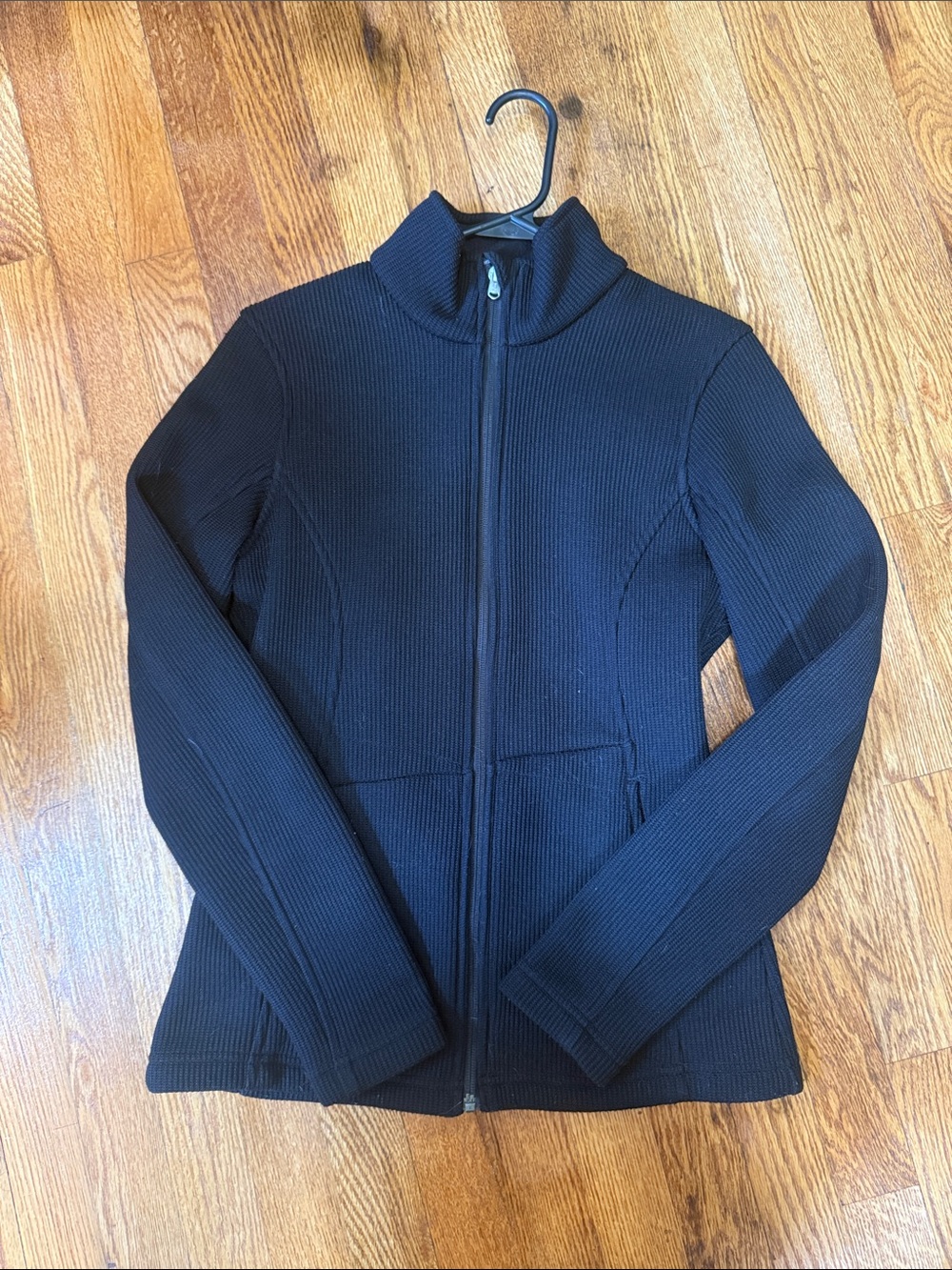 Spyder Zip-Front Black Ribbed Jacket - Women's M